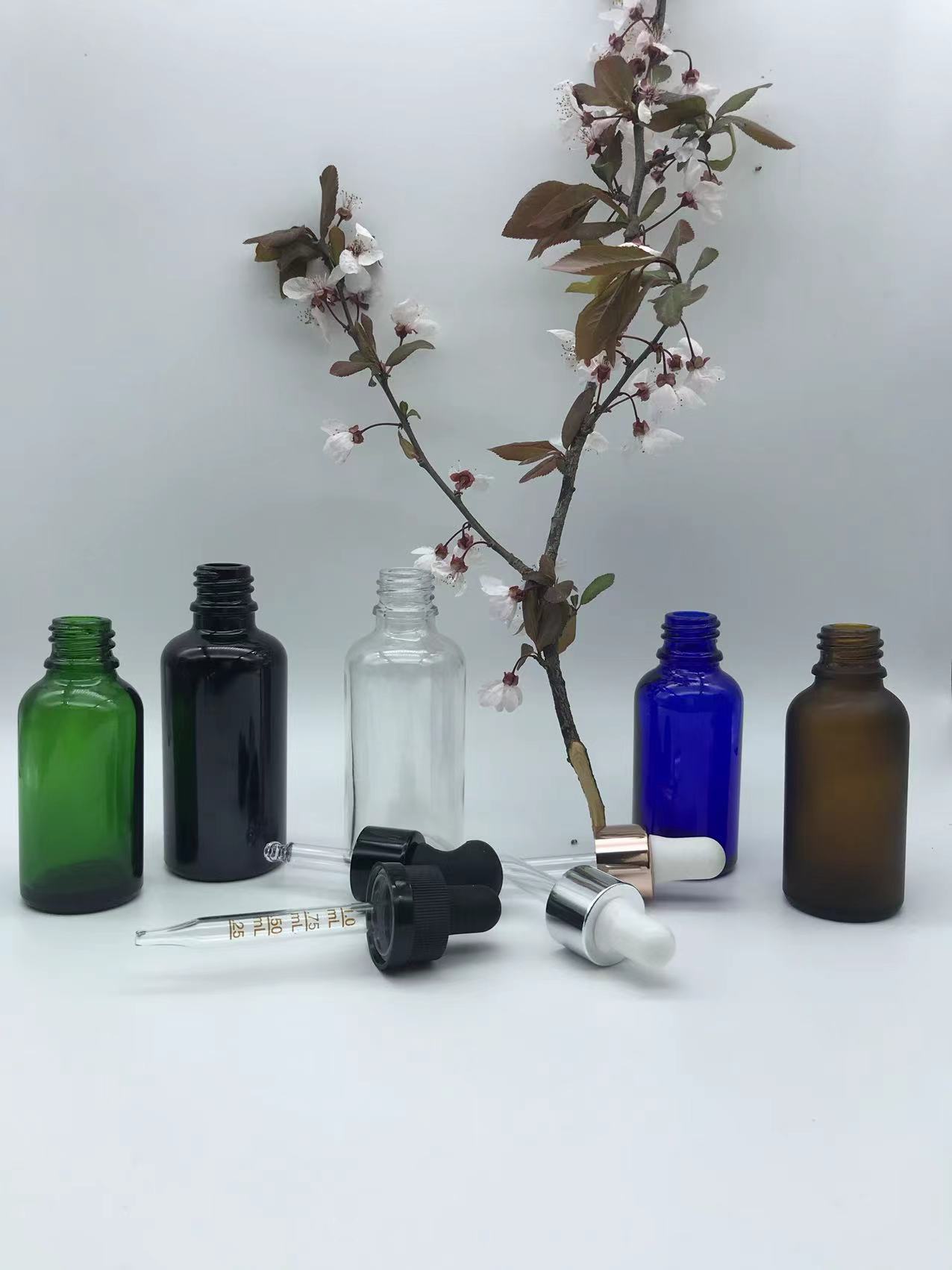 glass bottle sizes ranging from 5-100ml