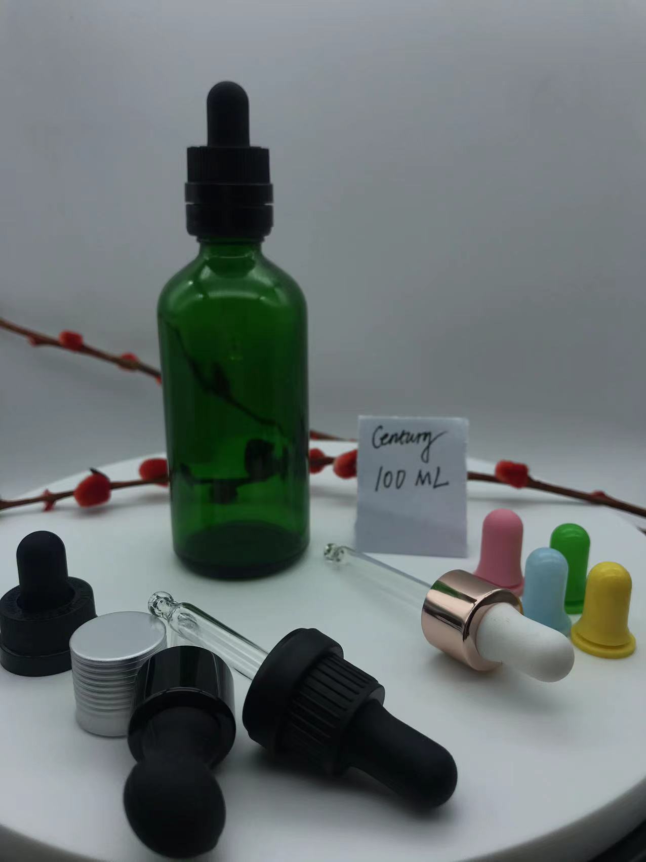 100ml green dropper glass bottle