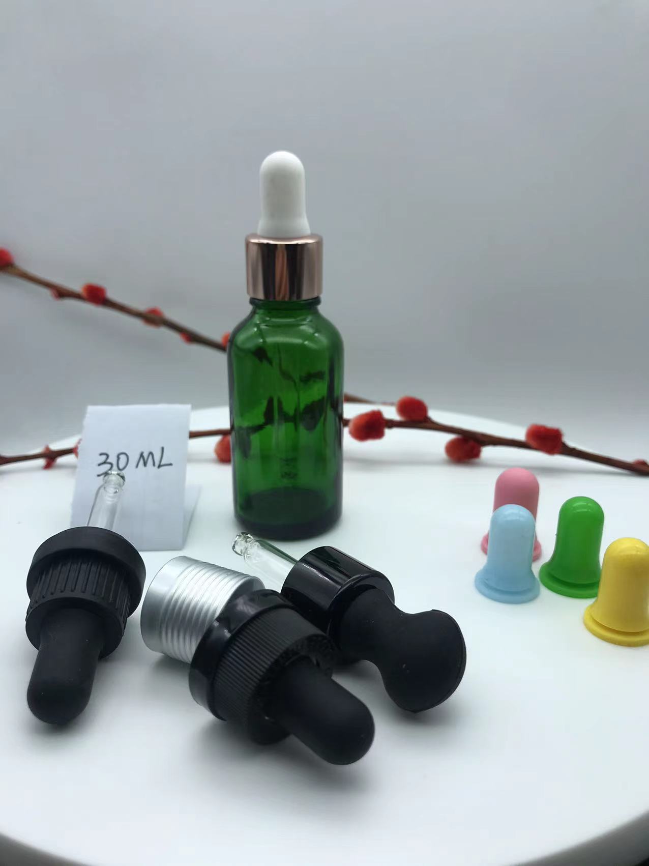 30ml green dropper glass bottle