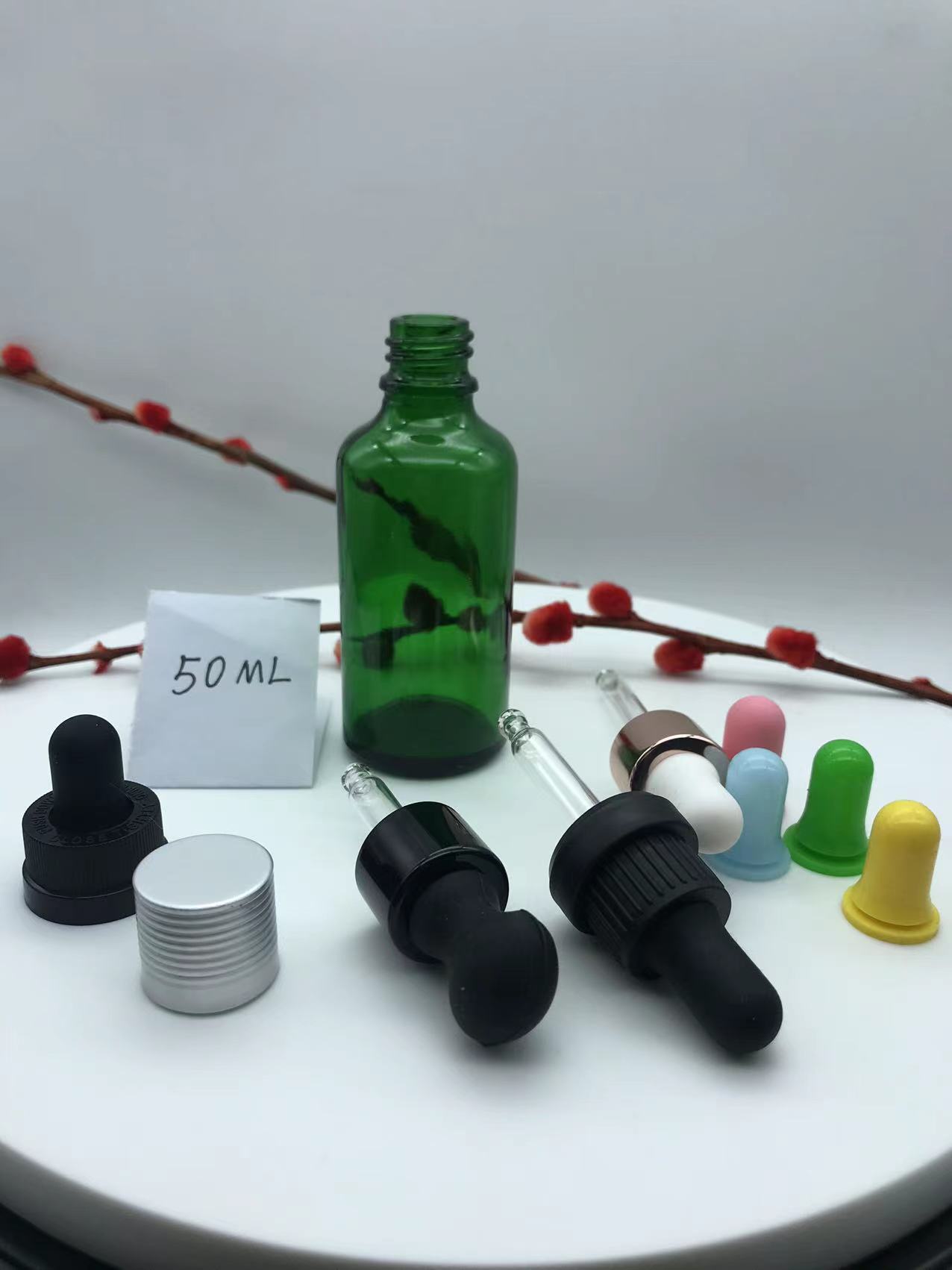 50ml green dropper glass bottle