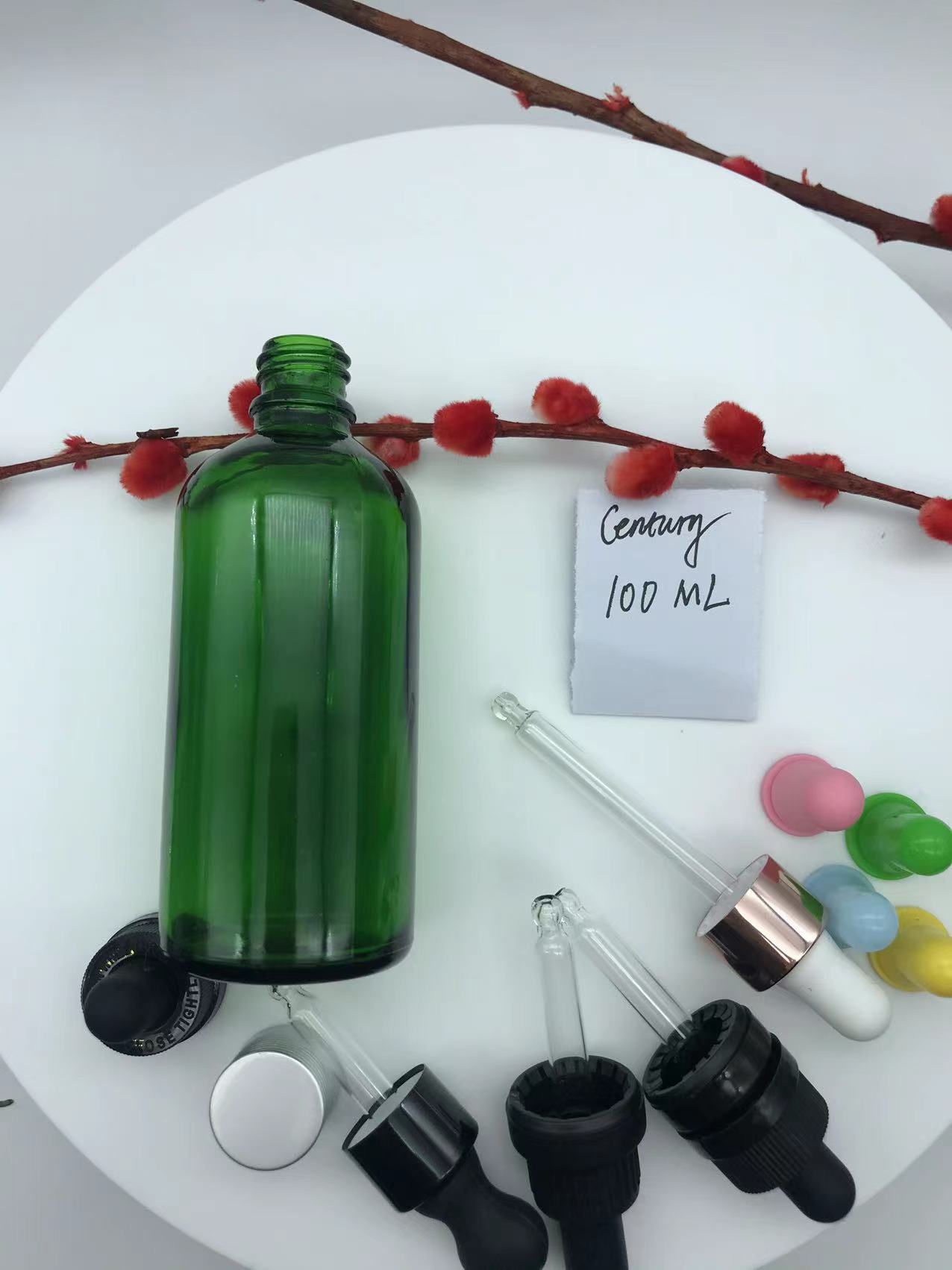 100ml green dropper glass bottle
