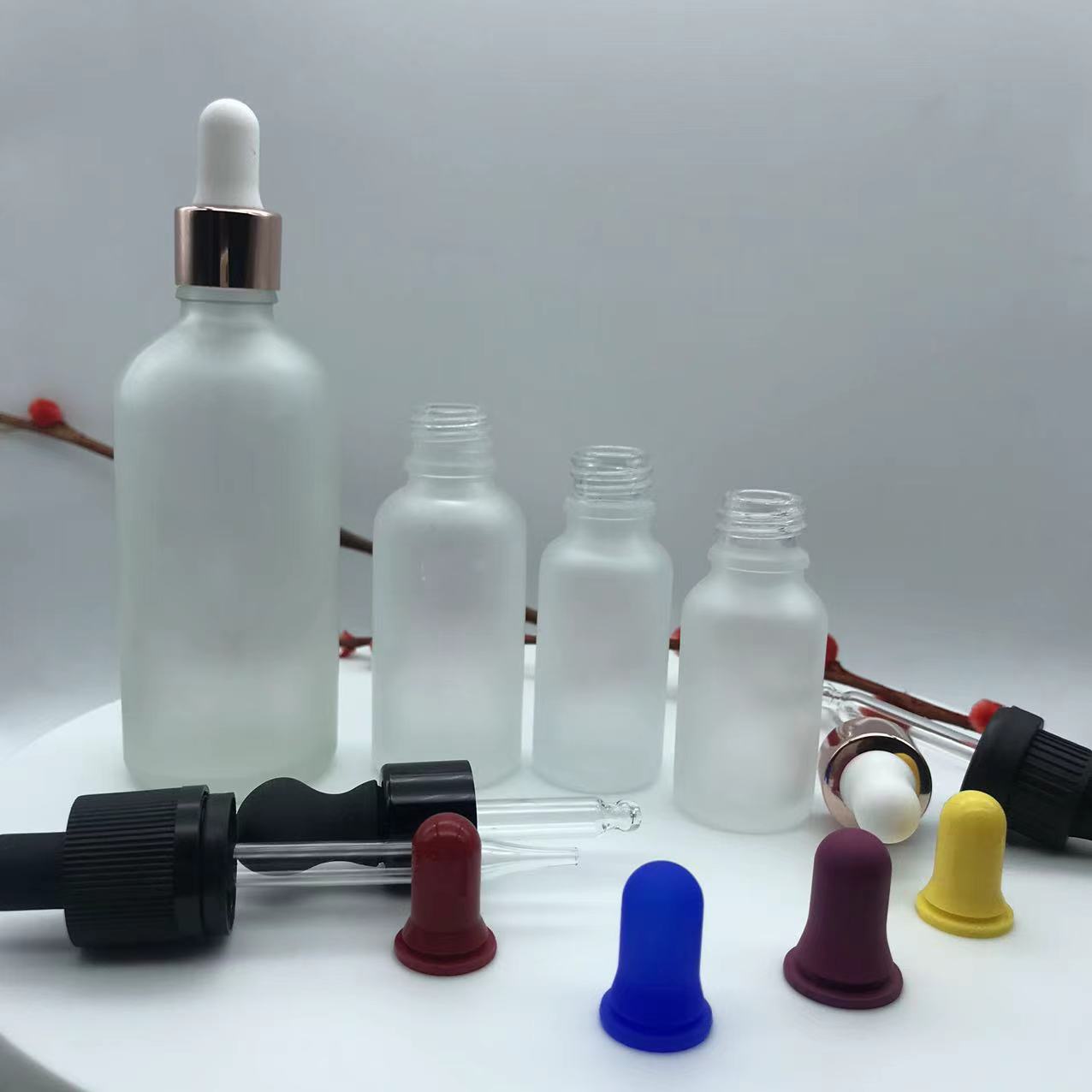 15ml matte clear dropper glass bottle