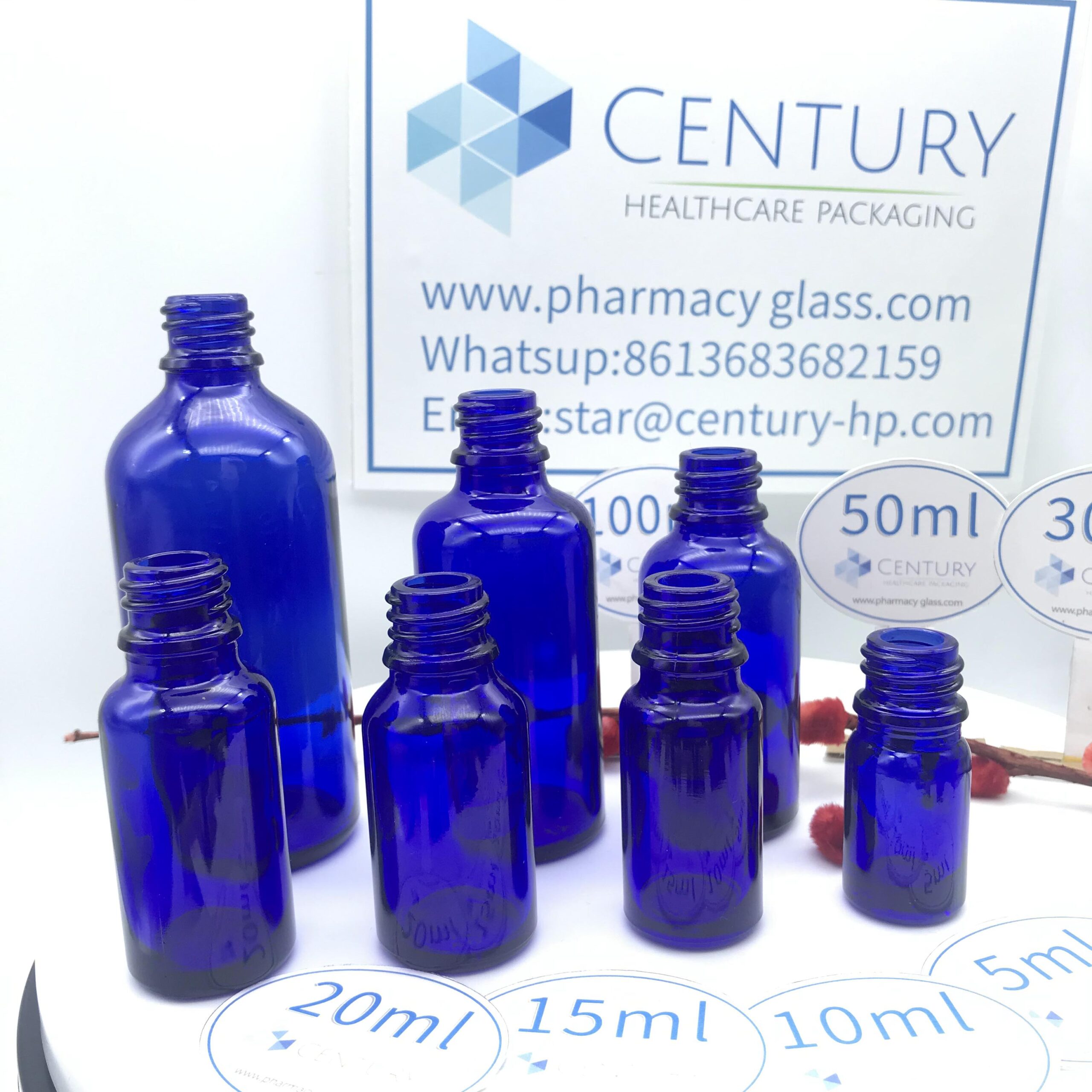 30ml mate Blue Glass Bottle