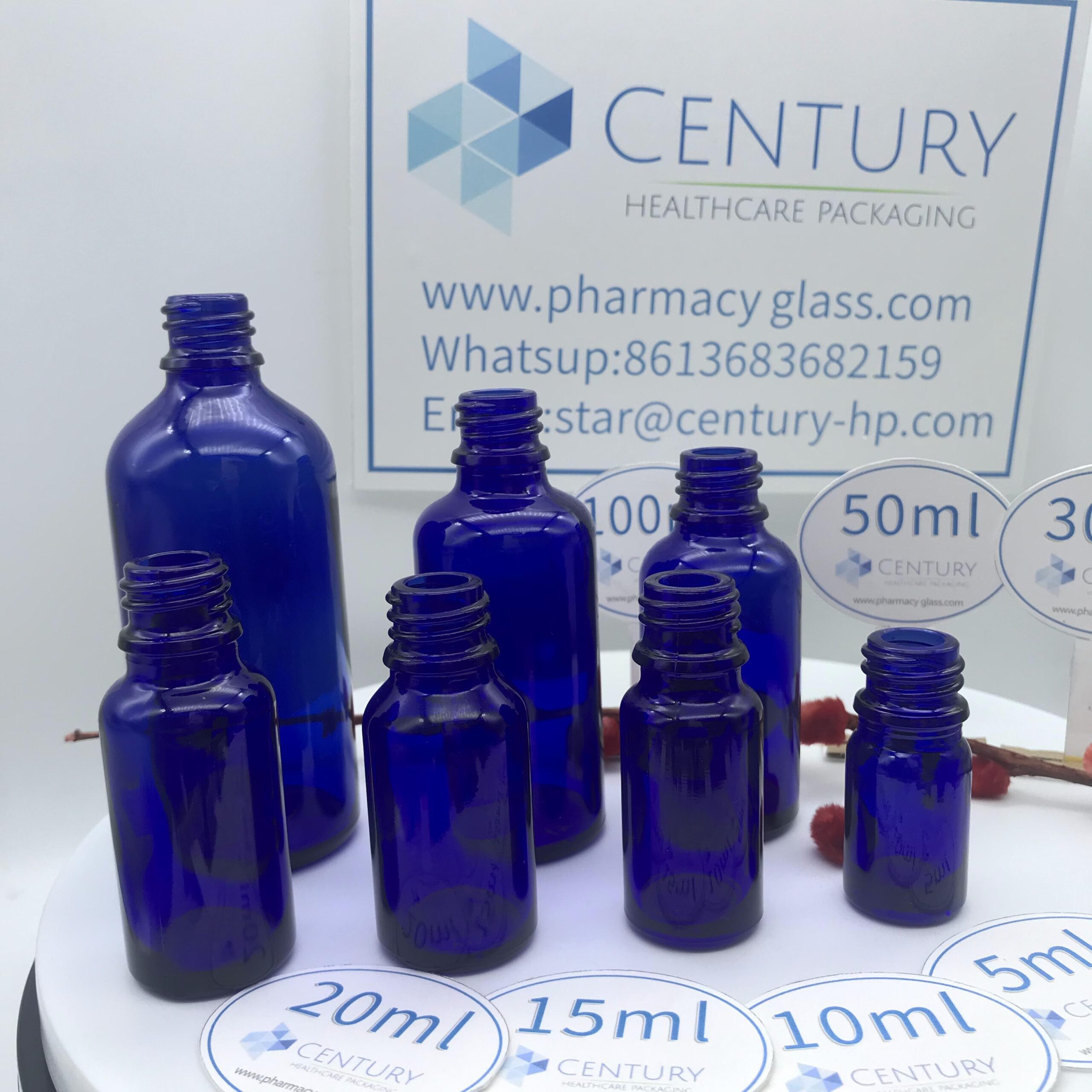 50ml mate Blue Glass Bottle