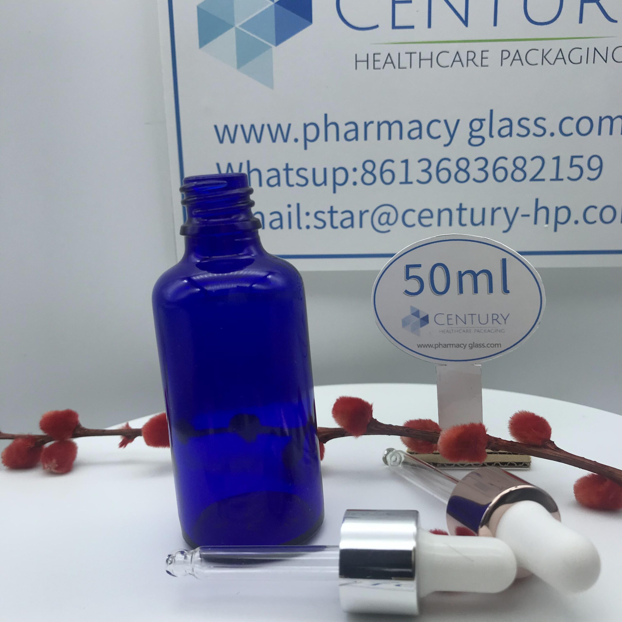 50ml Blue Dropper Glass Bottle