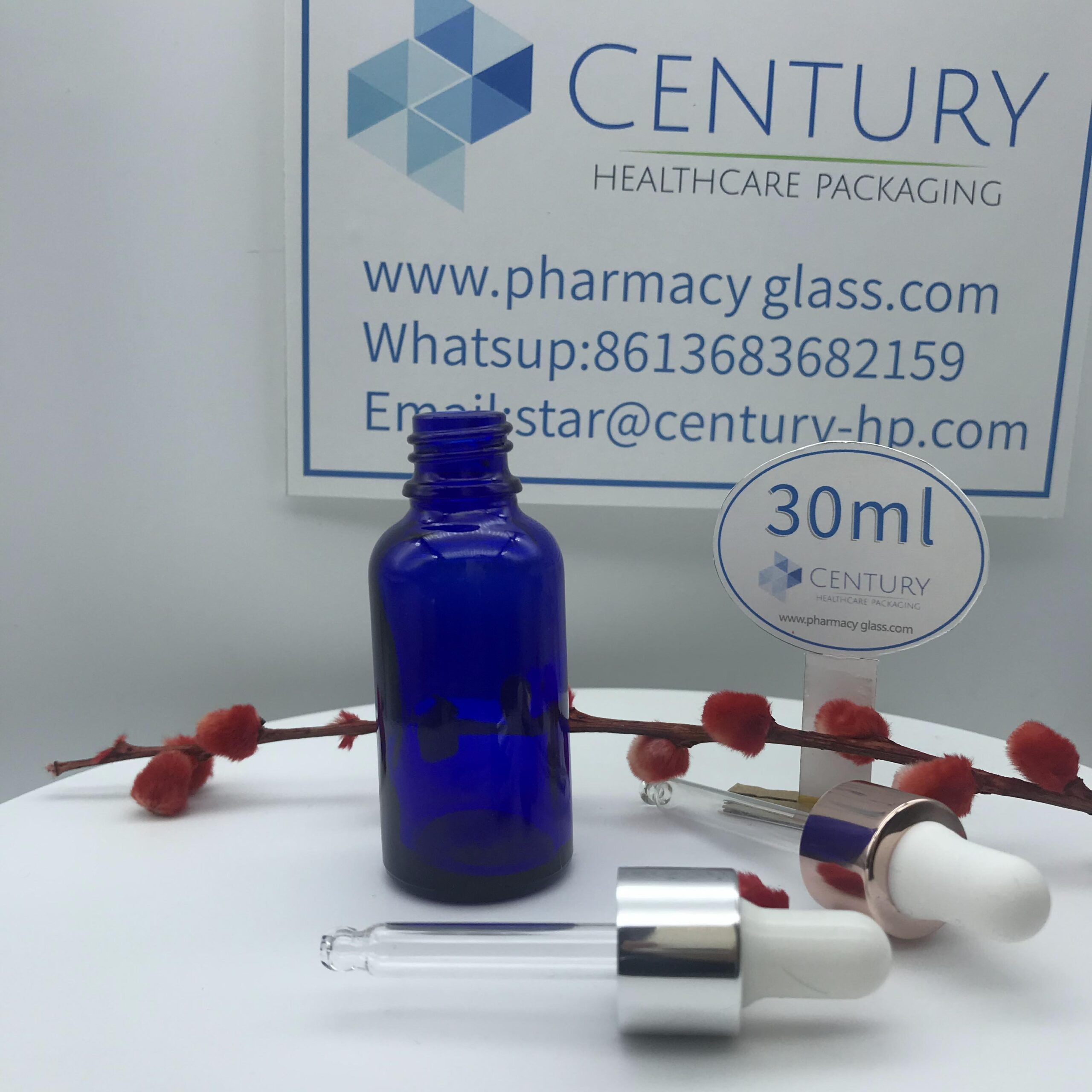 30ml Blue Glass Bottle and cap