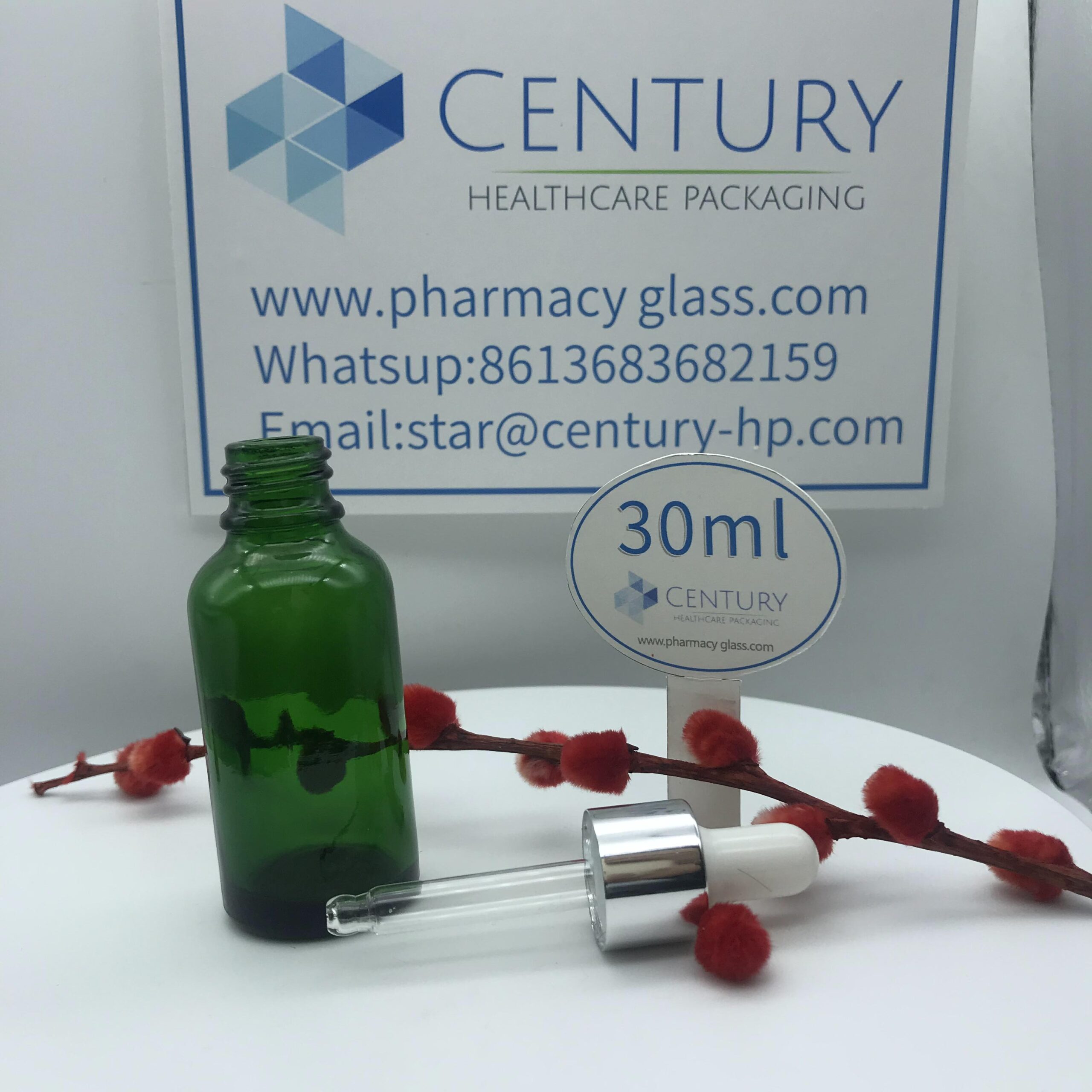 30ml green dropper glass bottle