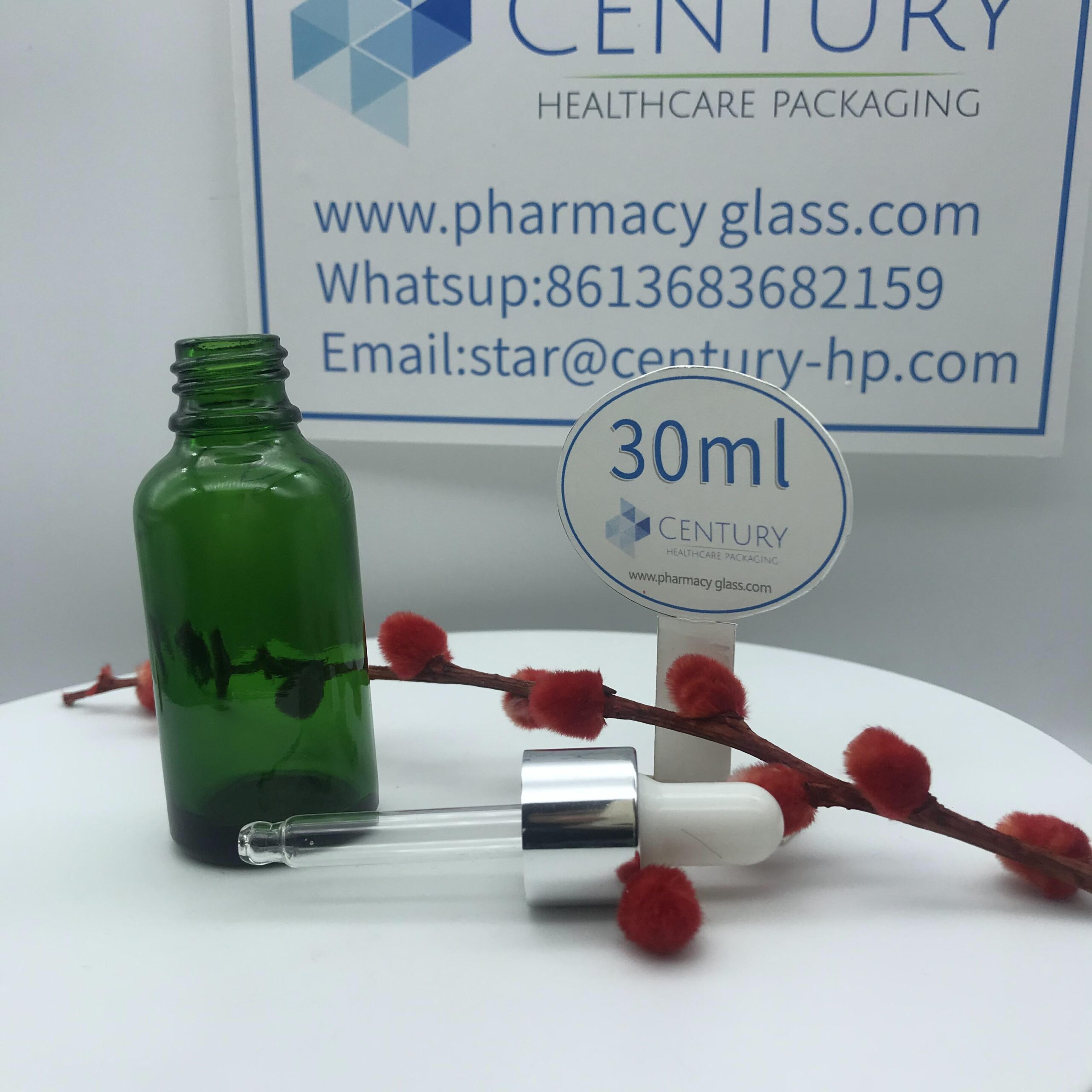 30ml Green Dropper Glass Bottle and cap