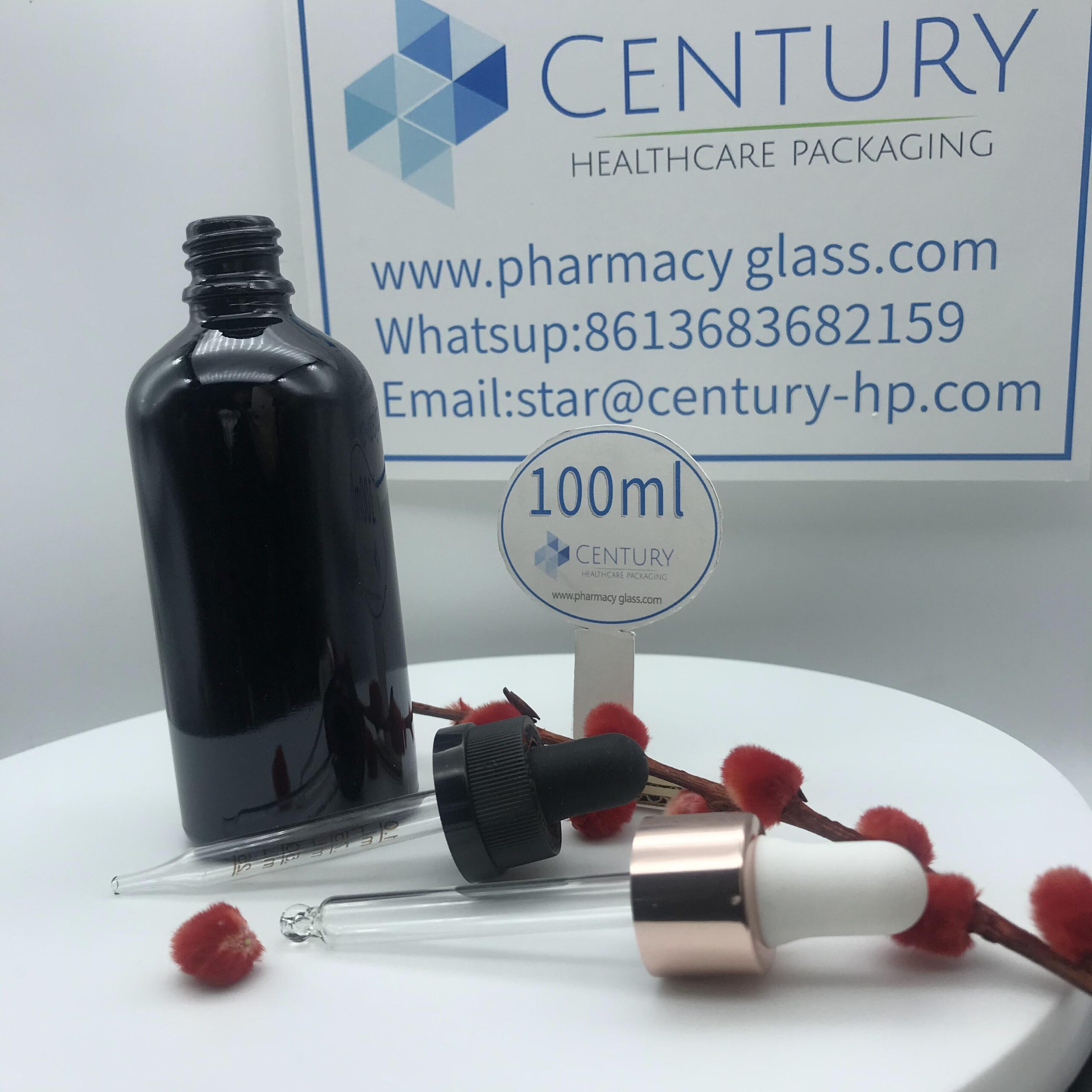100ml Black Dropper Glass Bottle