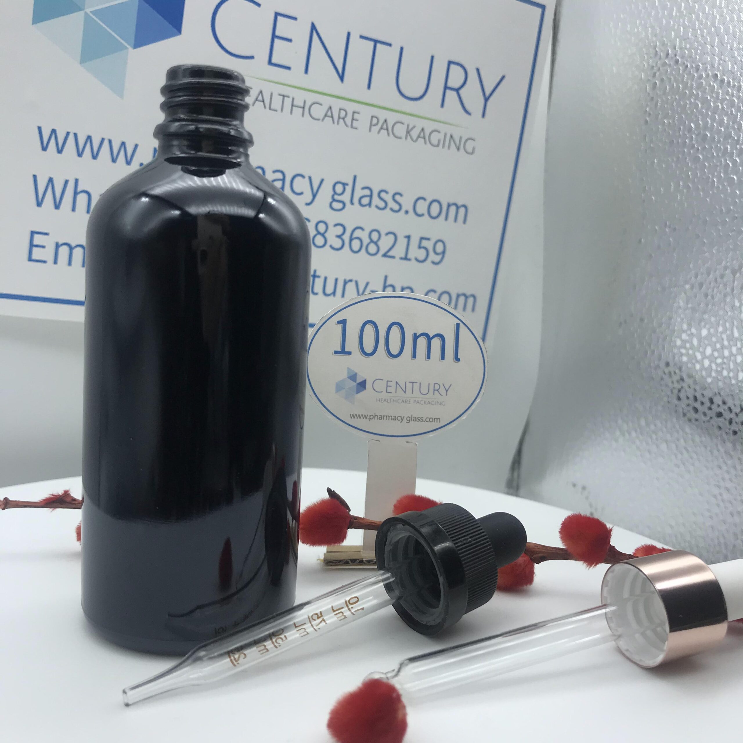 100ml black glass bottle