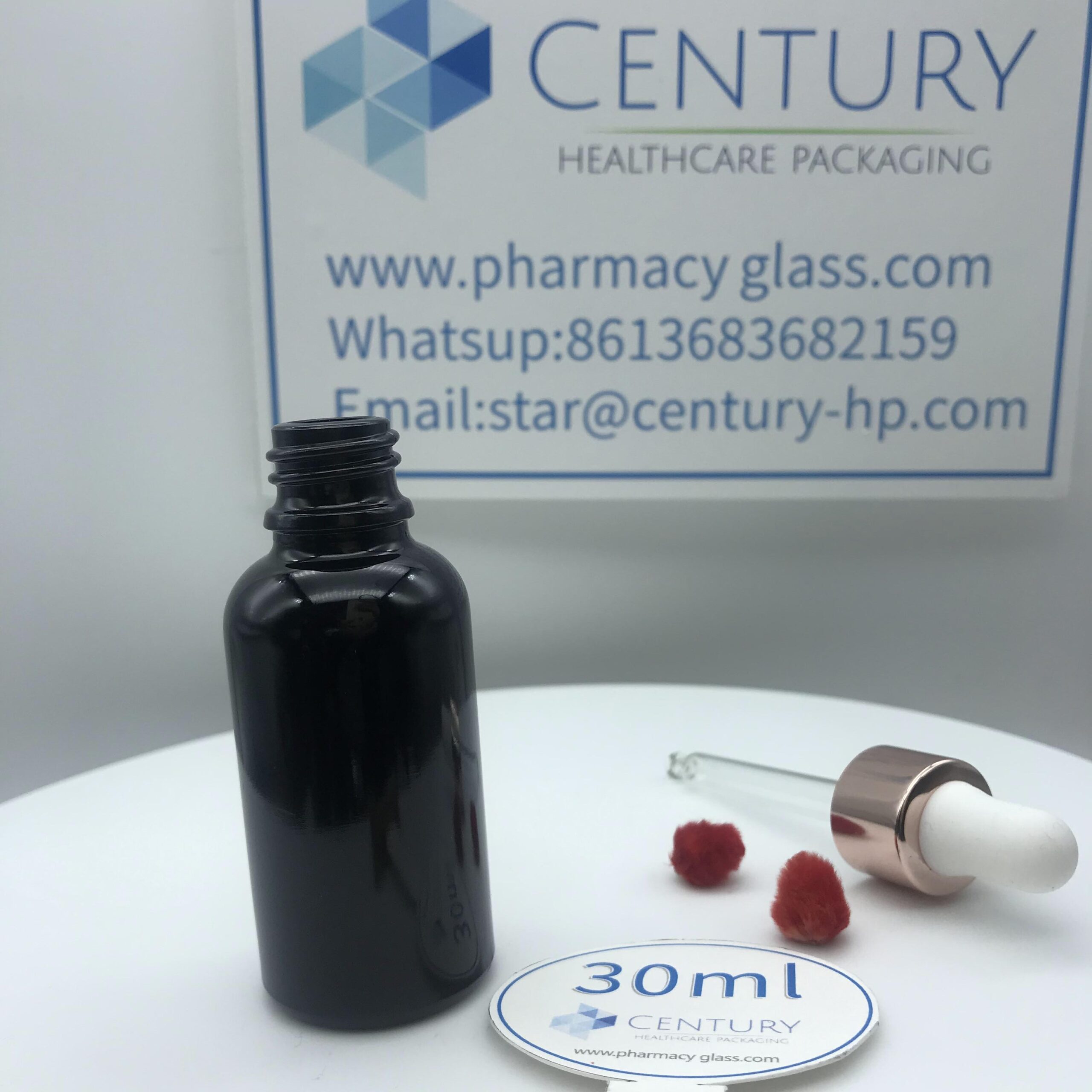 30ml Black Dropper Glass Bottle