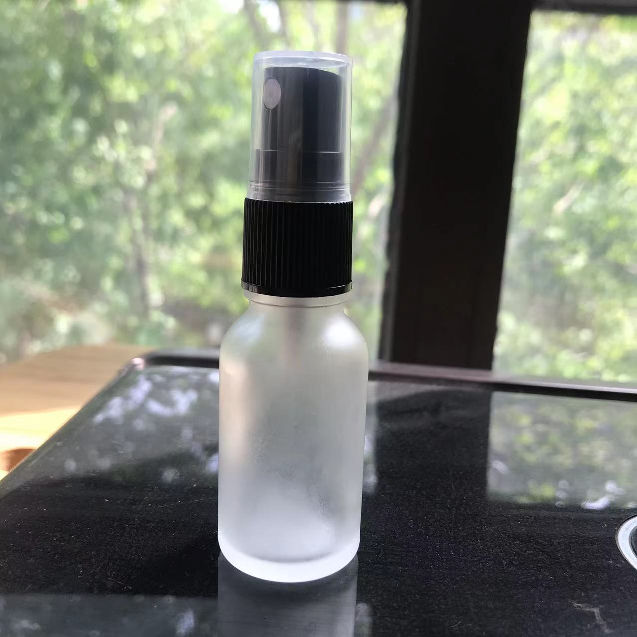 clear glass bottle