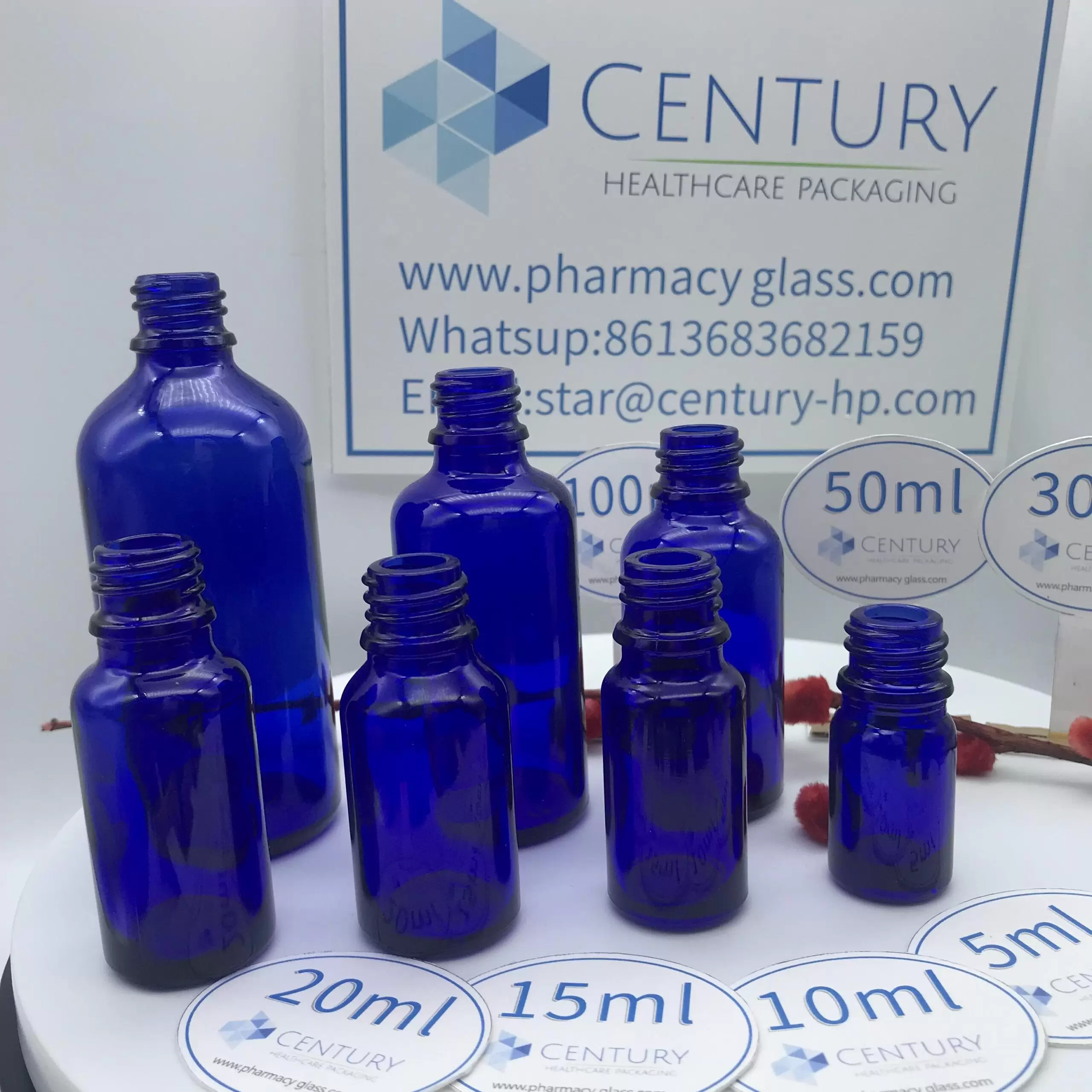 blue glass bottle