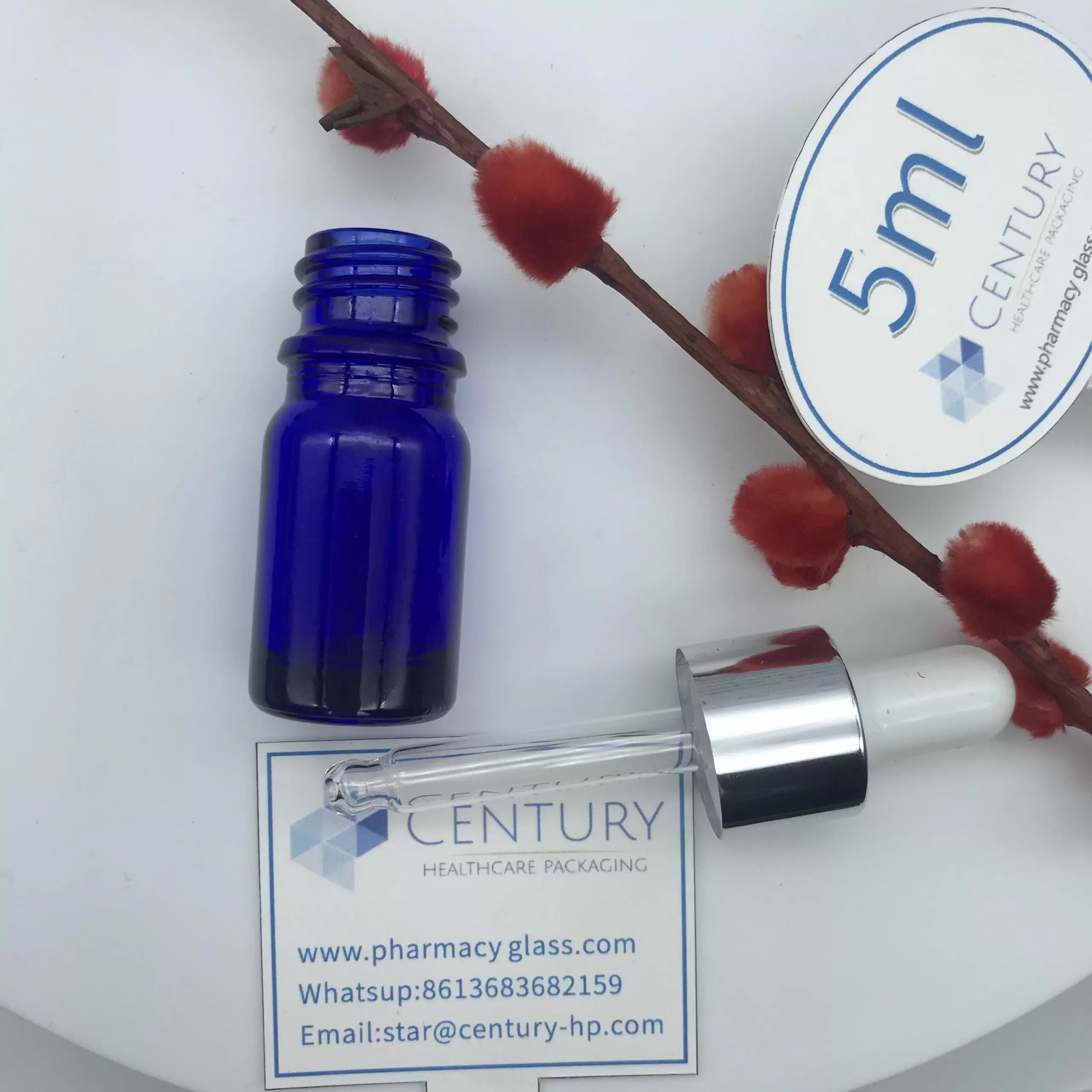 5ml blue dropper glass bottle
