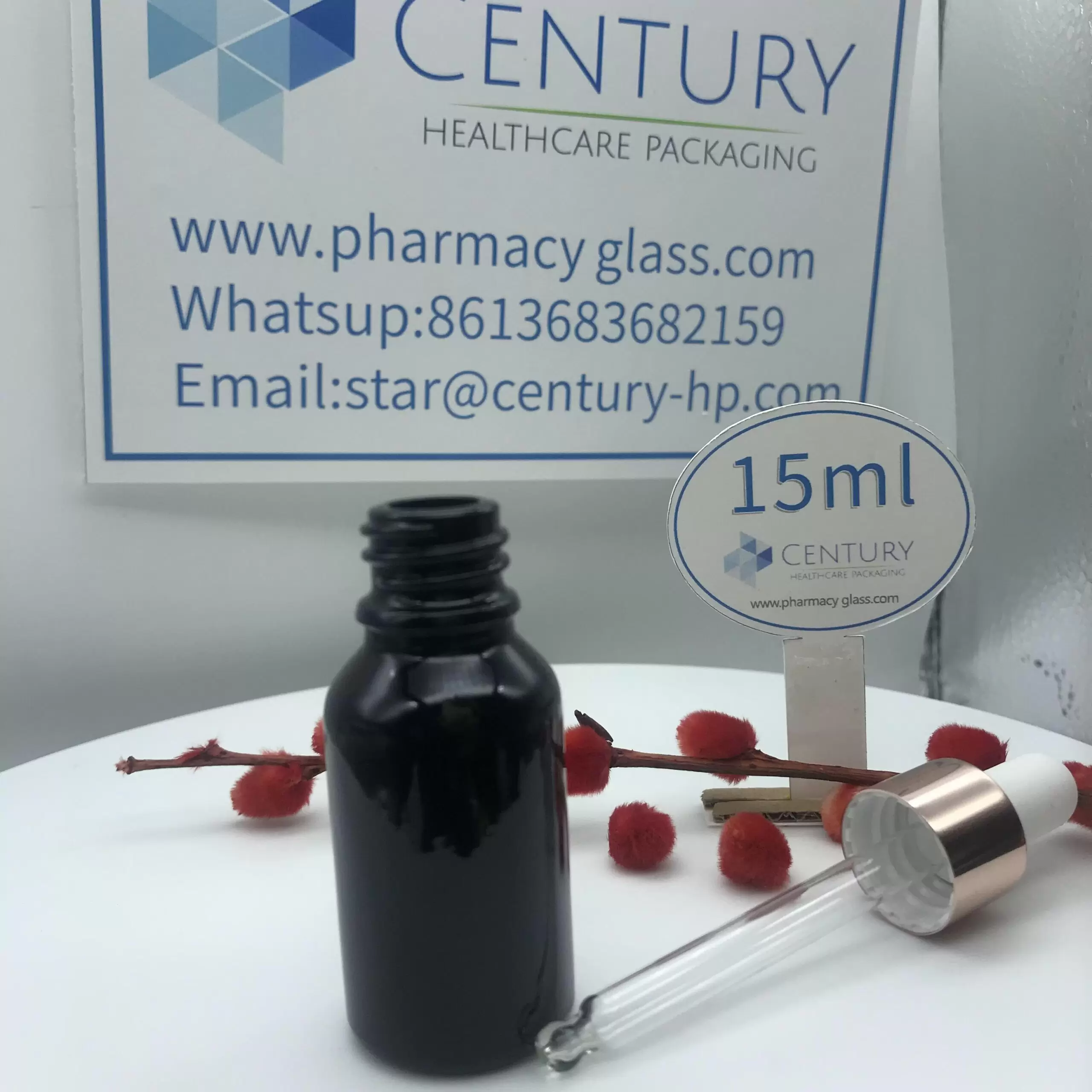 15ml Black Dropper Glass Bottle